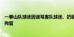 一泰山队球迷因谩骂客队球迷、扔砸物品涉嫌寻衅滋事已被拘留