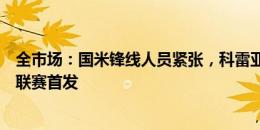 全市场：国米锋线人员紧张，科雷亚可能在新赛季首轮意甲联赛首发