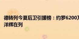 德转列今夏后卫引援榜：约罗6200万欧，卡拉菲奥里、伊藤洋辉在列