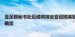 亚足联秘书处后续将排定亚冠精英联赛赛程，交手顺序有待确定