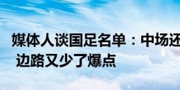 媒体人谈国足名单：中场还是缺乏进攻创造力 边路又少了爆点