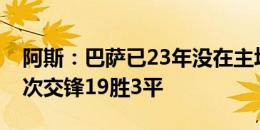 阿斯：巴萨已23年没在主场输给毕巴，近22次交锋19胜3平