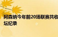 阿森纳今年前20场联赛共收获18胜，追平利物浦和曼城的足坛纪录