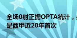 全场0射正据OPTA统计，赫塔费vs巴列卡诺是西甲近20年首次