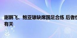 谢鹏飞、鲍亚雄缺席国足合练 后者伤情跟京沪大战两次撞击有关