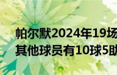 帕尔默2024年19场英超15球10助，同期无其他球员有10球5助+