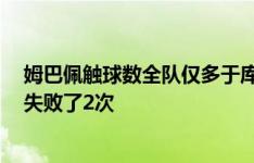 姆巴佩触球数全队仅多于库尔图瓦，和维尼修斯传球5次还失败了2次