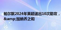 帕尔默2024年英超送出10次助攻，相当于萨卡&福登&加纳乔之和